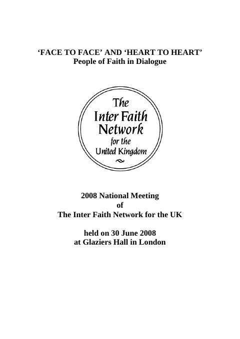 Cover of Face to Face and Heart to Heart: People of Faith in Dialogue