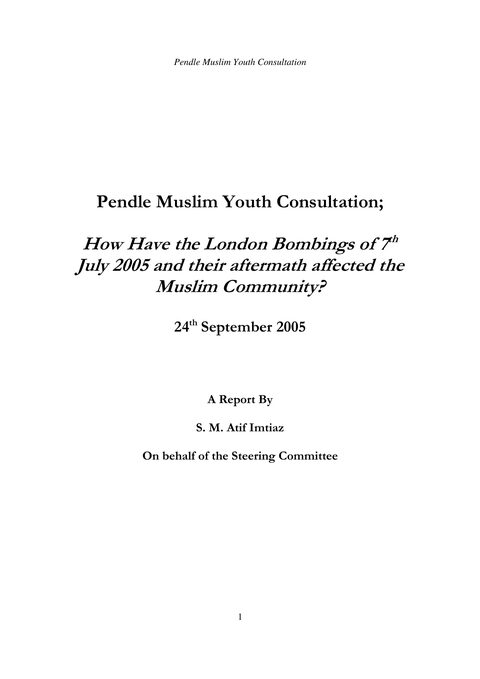 Cover of Pendle Muslim Youth Consultation