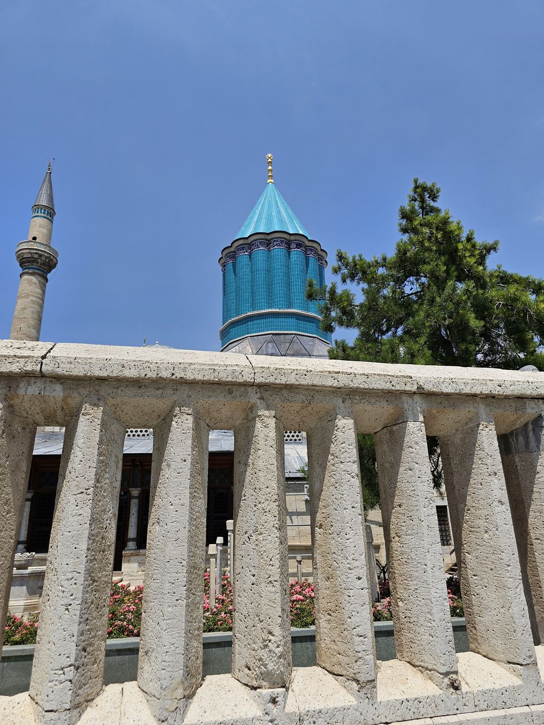 The turquoise-tiled dome of the Mevlana Museum, Konya, Turkey